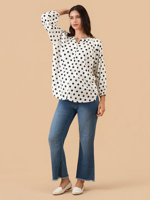 Classic Polka Maternity and Nursing Top - S Maternity and Nursing Tops
