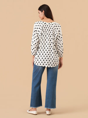 Classic Polka Maternity and Nursing Top - S Maternity and Nursing Tops