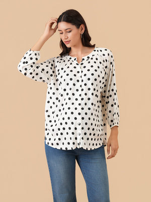 Classic Polka Maternity and Nursing Top - S Maternity and Nursing Tops