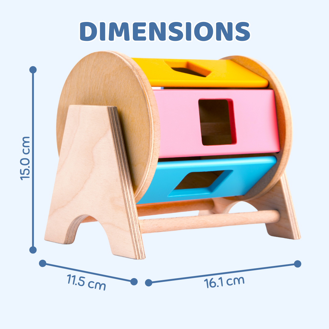 Cots and Cuddles Wooden Spinning Wheel with Shape Sorter Toy for Kids