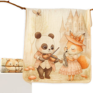 Coat Panda woodland print Super Soft Breathable pure Muslin cotton Blanket for Infants - Bedding