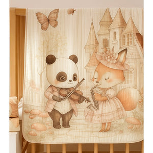 Coat Panda woodland print Super Soft Breathable pure Muslin cotton Blanket for Infants - Bedding