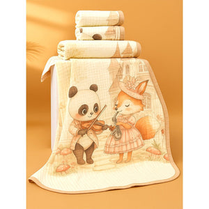 Coat Panda woodland print Super Soft Breathable pure Muslin cotton Blanket for Infants - Bedding