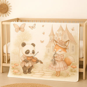 Coat Panda woodland print Super Soft Breathable pure Muslin cotton Blanket for Infants - Bedding