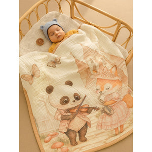 Coat Panda woodland print Super Soft Breathable pure Muslin cotton Blanket for Infants - Bedding