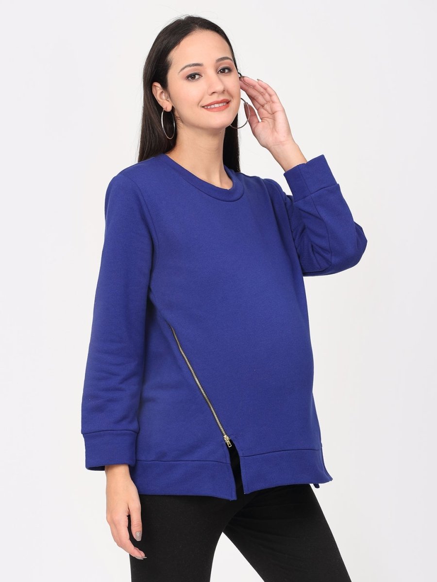 Cobalt Blue Maternity and Nursing Sweatshirt - MNSWT-SRSH-S