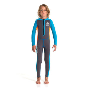 Cobalt Grey and Orange Full Length Scuba Swimsuit 2.5mm Neoprene Swimwear for water adventures for Teens and Adults - 3 - 4 Years Swim