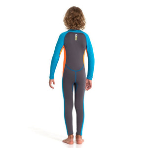 Cobalt Grey and Orange Full Length Scuba Swimsuit 2.5mm Neoprene Swimwear for water adventures for Teens and Adults - 3 - 4 Years Swim