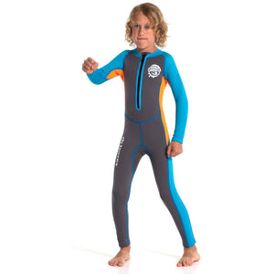 Cobalt Grey and Orange Full Length Scuba Swimsuit 2.5mm Neoprene Swimwear for water adventures for Teens and Adults - 3 - 4 Years Swim