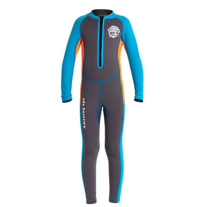 Cobalt Grey and Orange Full Length Scuba Swimsuit 2.5mm Neoprene Swimwear for water adventures for Teens and Adults - 3 - 4 Years Swim