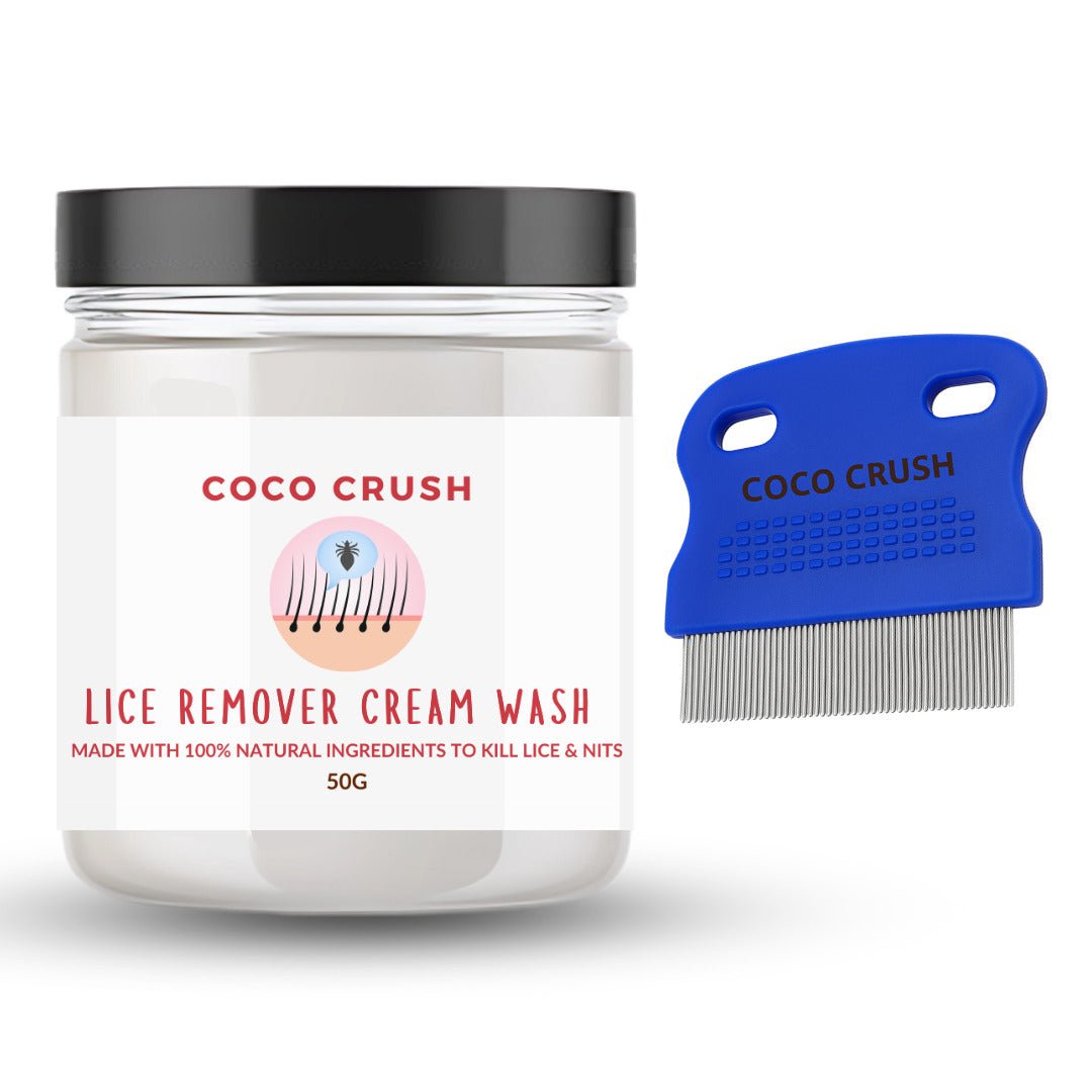 Coco Crush 100% Natural Lice Cream Wash & Fine Comb | Removes Lice & Nits Effectively - LICECREAM50+SHORTCOMB