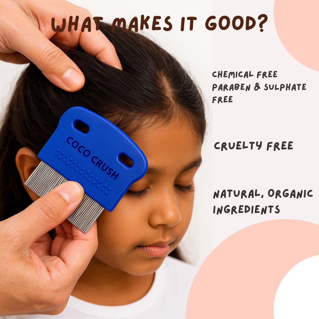 Coco Crush 100% Natural Lice Cream Wash & Fine Comb | Removes Lice & Nits Effectively - LICECREAM50+SHORTCOMB