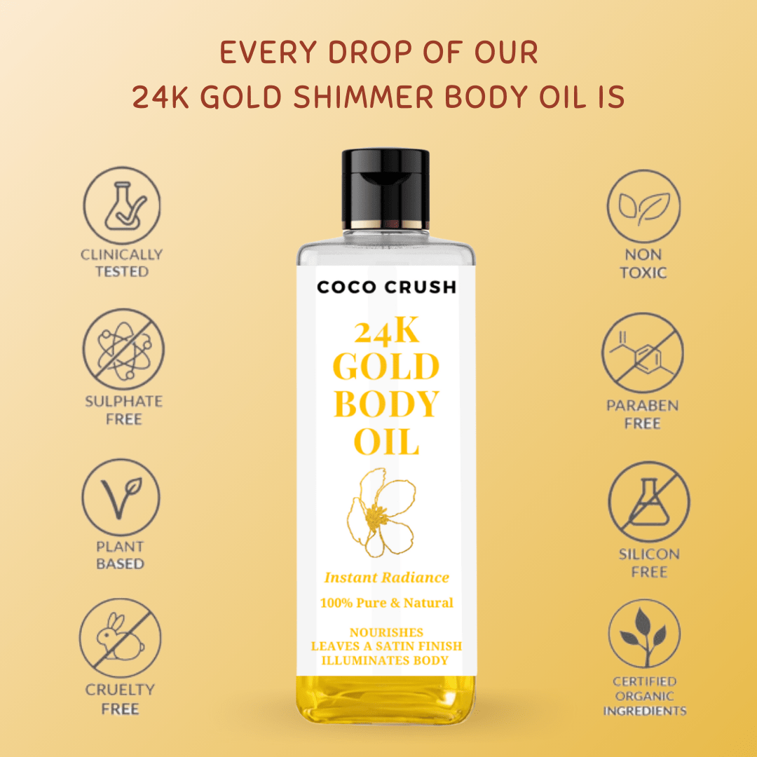 Coco Crush 24K Gold Beauty Oil for Instant Radiance, Nourishment & Satin Finish - 24KGOLDOIL100