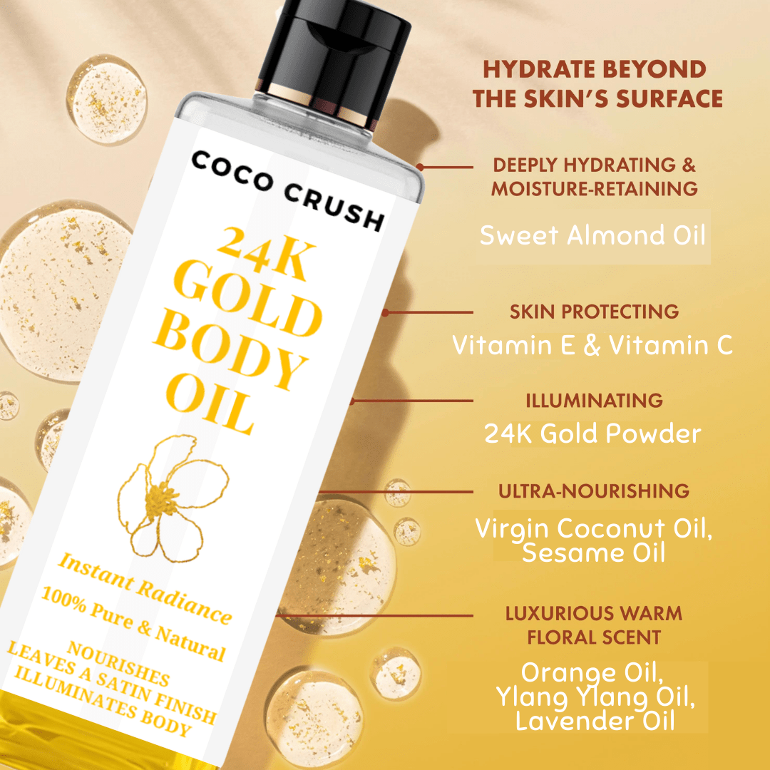 Coco Crush 24K Gold Beauty Oil for Instant Radiance, Nourishment & Satin Finish - 24KGOLDOIL100