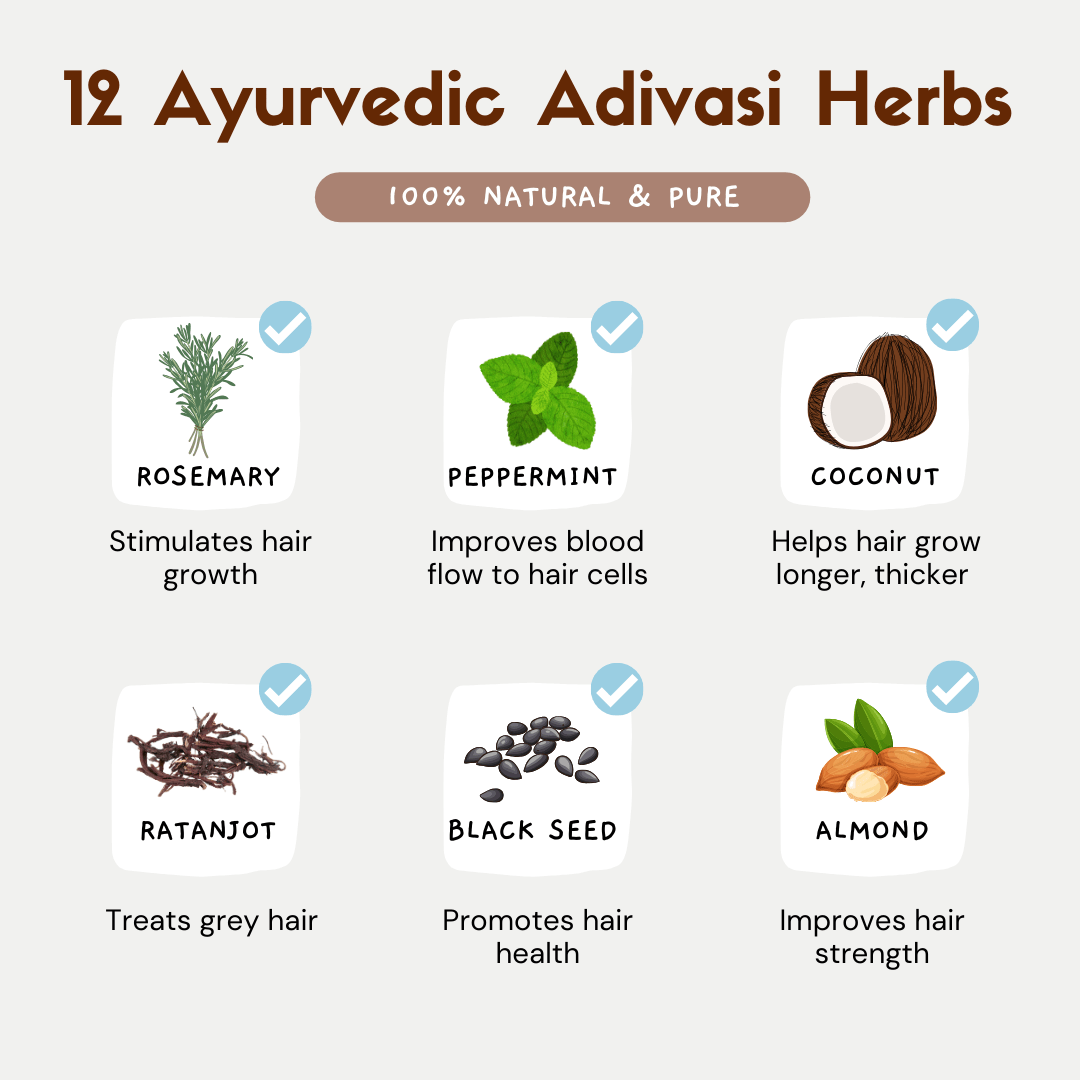 Coco Crush Adivasi Herbal Hair Oil, Goodness of 12 Ayurvedic Herbs - ADIVASIHO100