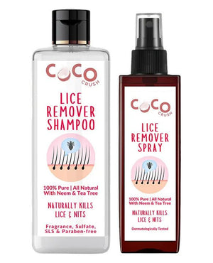 Coco Crush Ayurvedic Anti - Lice Combo: Shampoo & Hair Spray, Kills Lice, Eggs & Nits - Pack of 2 - 100ML each - LICESHAMPOO100LICESPRAY100