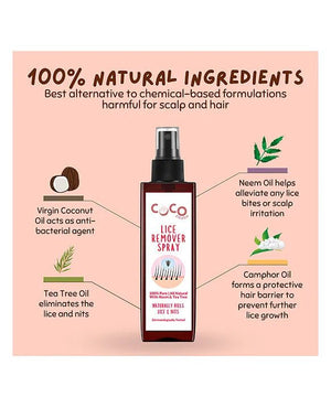 Coco Crush Ayurvedic Anti - Lice Combo: Shampoo & Hair Spray, Kills Lice, Eggs & Nits - Pack of 2 - 100ML each - LICESHAMPOO100LICESPRAY100