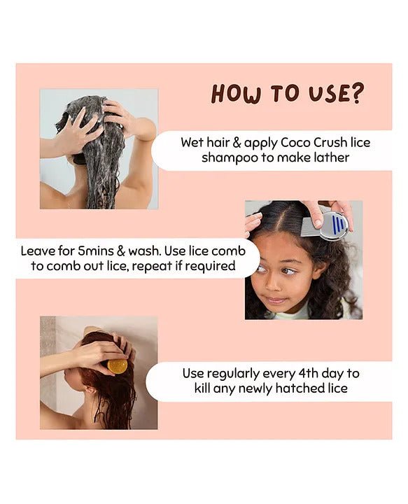 Coco Crush Ayurvedic Anti - Lice Combo: Shampoo & Hair Spray, Kills Lice, Eggs & Nits - Pack of 2 - LICESHAMPOO50LICESPRAY50
