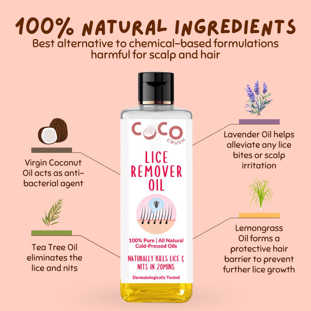 Coco Crush Ayurvedic Anti - Lice Duo: Oil & Hair Spray, Kills Lice, Eggs & Nits - Pack of 2 - LICEOIL100SPRAY100