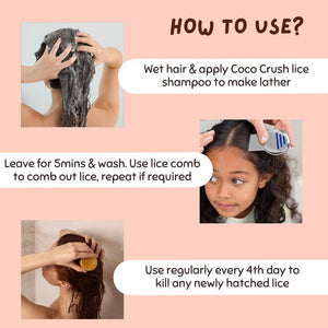 Coco Crush Ayurvedic Anti - Lice Treatment Bundle: Oil, Shampoo & Hair Spray, Kills Lice, Eggs & Nits - Pack of 3 - LICEOIL50SHAMPOO50SPRAY50