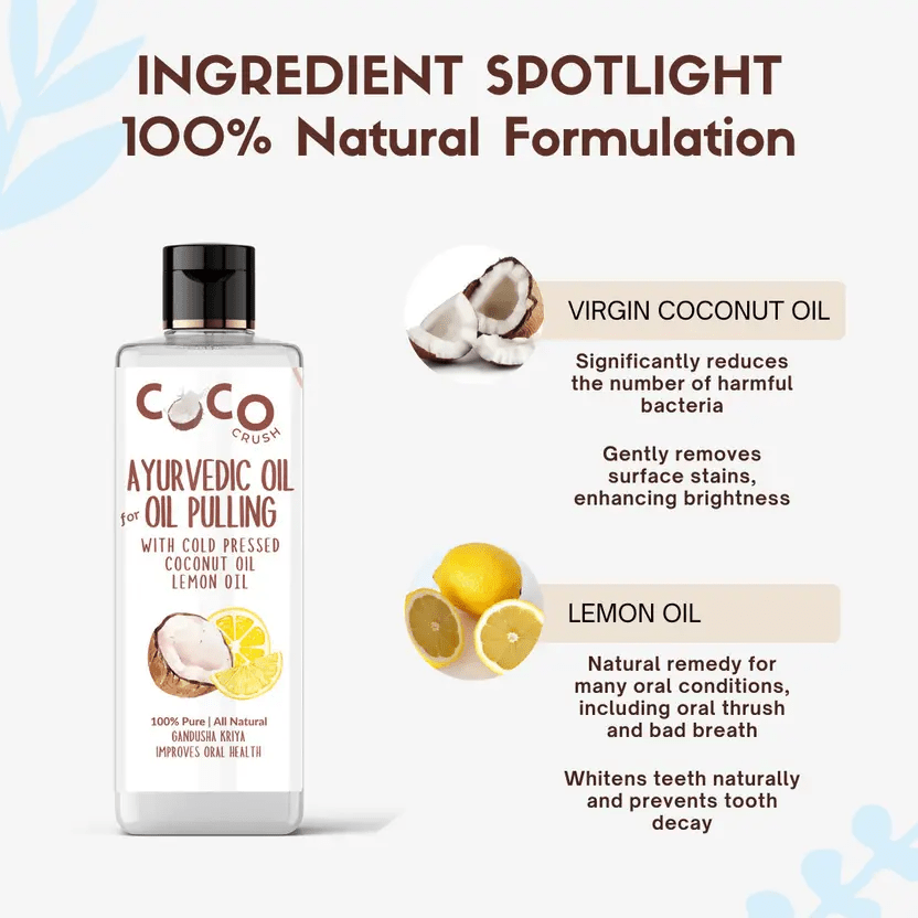 Coco Crush Ayurvedic Coconut & Lemon Oil for Oil Pulling - LEMON50