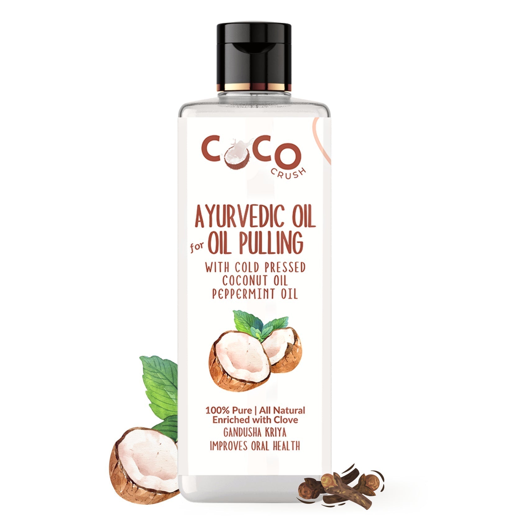 Coco Crush Ayurvedic Coconut, Peppermint & Clove Oil for Oil Pulling - AYOP50