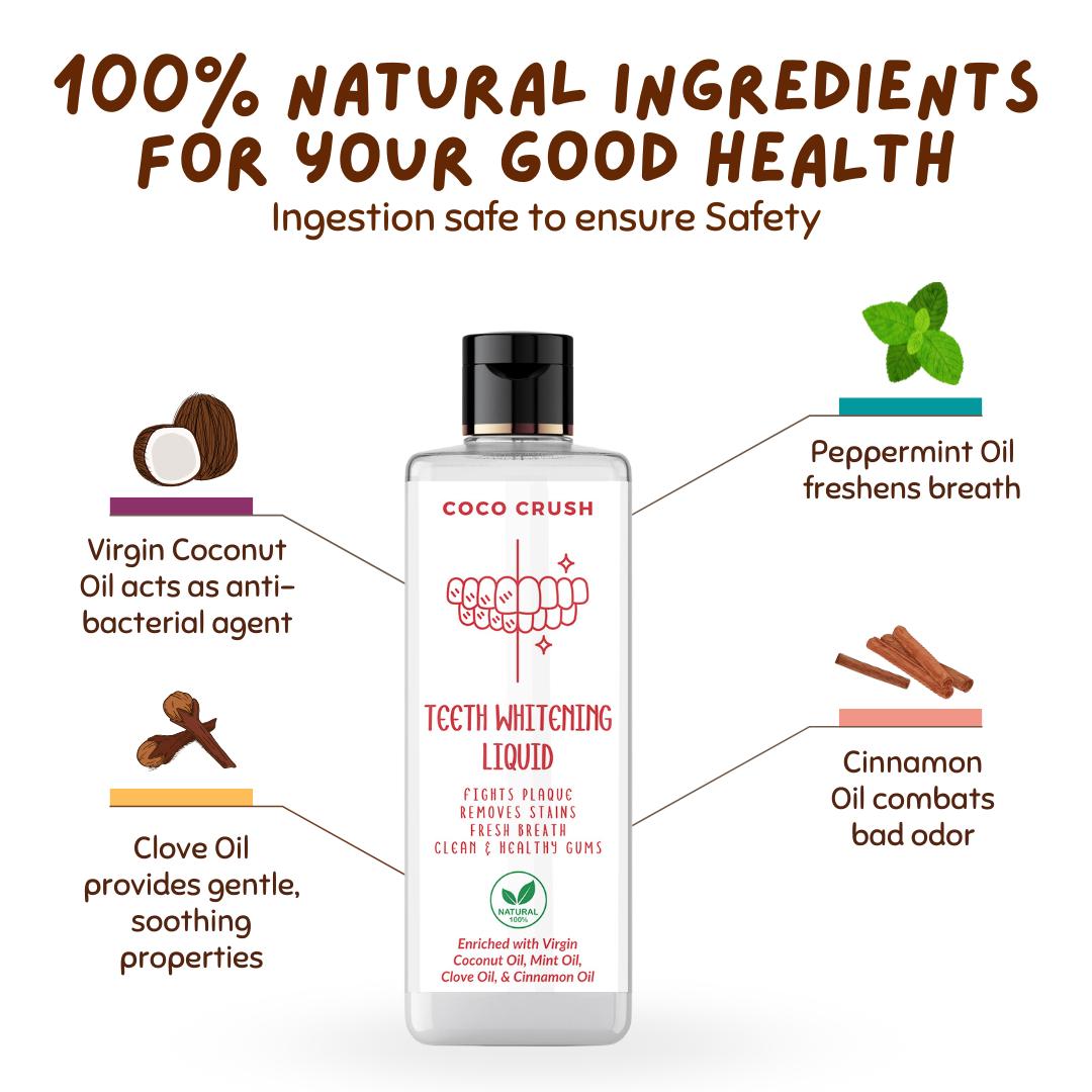 Coco Crush Ayurvedic Teeth Whitening Liquid | 100% Natural - TWHITE50