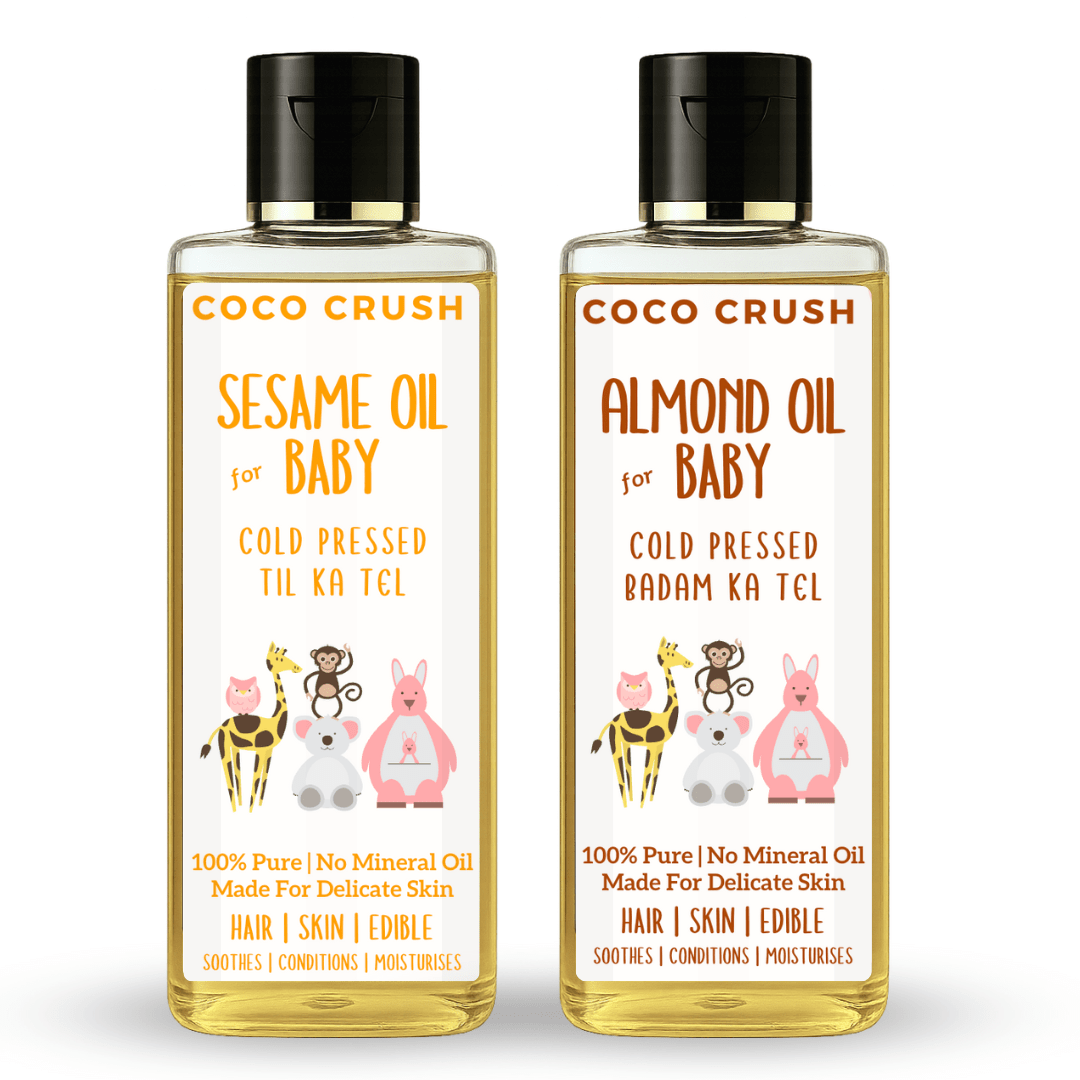 Coco Crush Cold Pressed Almond & Sesame Oil Combo for Babies - BAAL50BASE50
