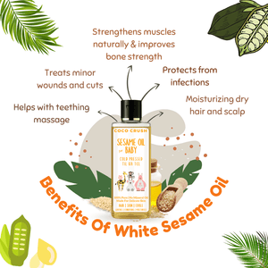Coco Crush Cold Pressed Sesame Oil for Babies | Pure & Organic Hair & Body Oil - BASE50