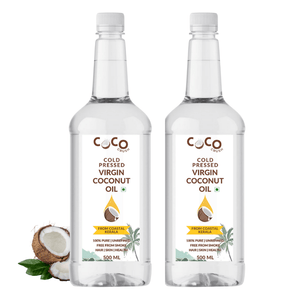 Coco Crush Cold - Pressed Virgin Coconut Oil, Pack of 2 - 1000ML each - 2CO1000