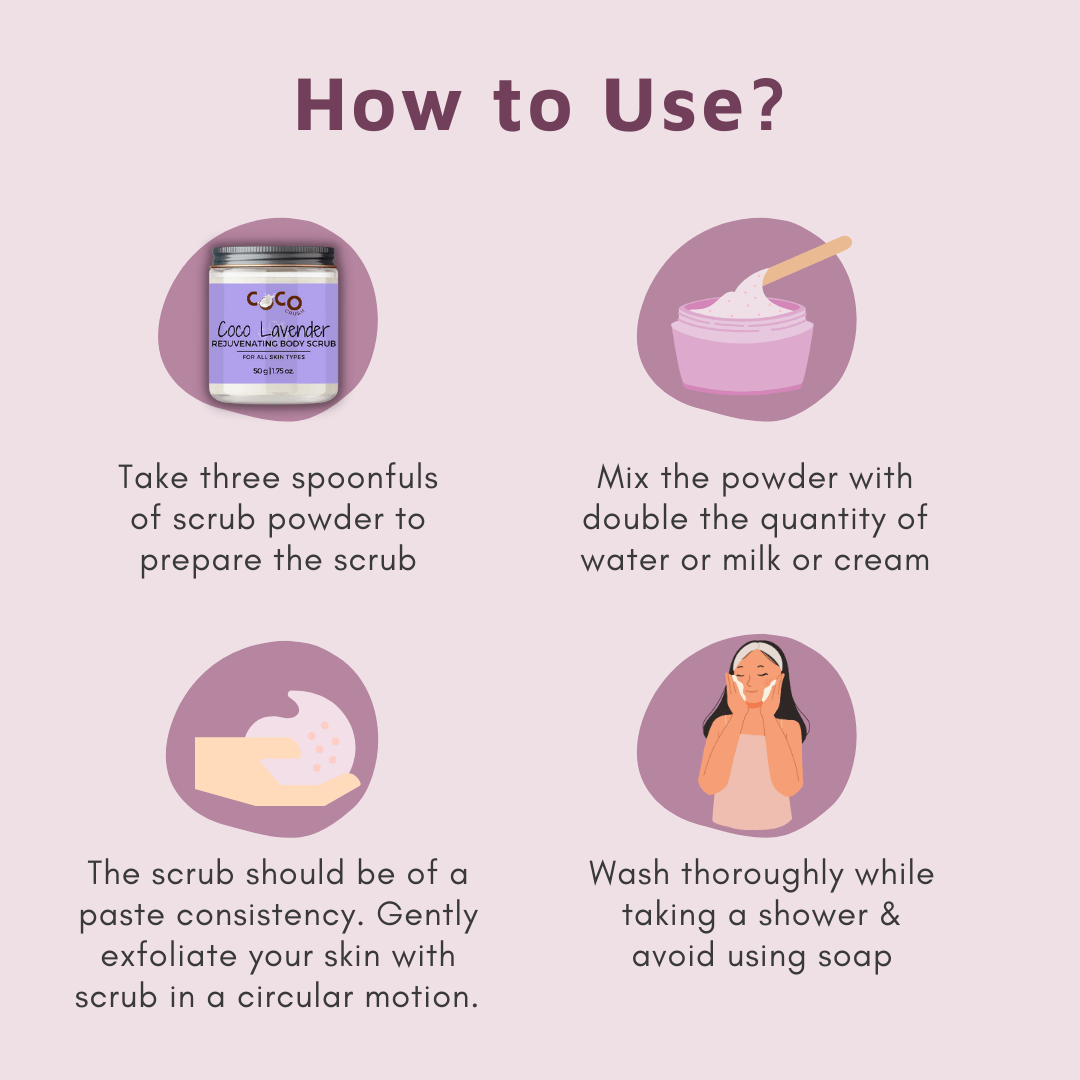 COCO CRUSH Lavender Coconut Body Scrub For Lightening & Brightening Skin - 50GMS - LAVBODYSCRUB50