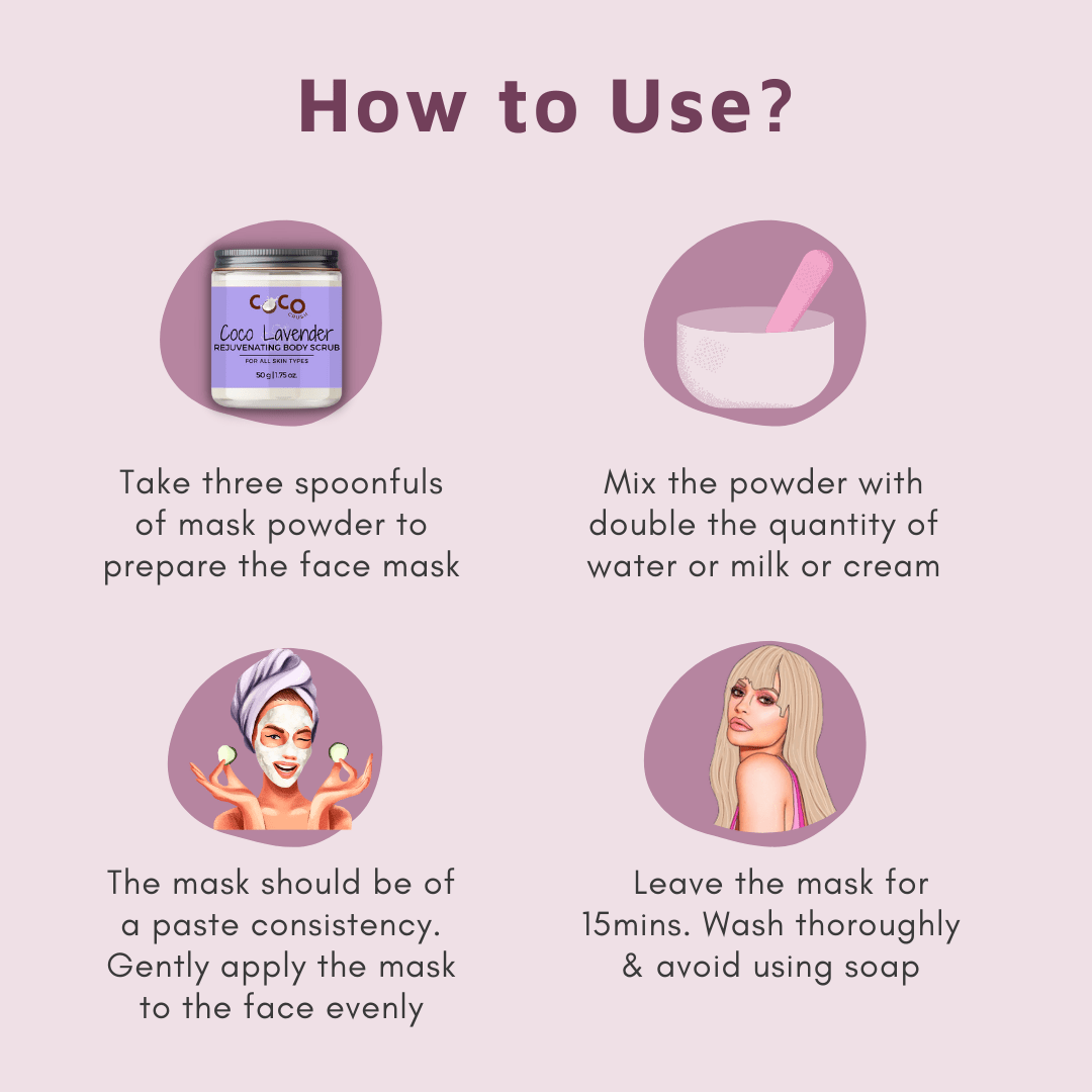 COCO CRUSH Lavender Face Pack for Skin Lightening & Brightening - 50GMS - LAVFACEMASK50