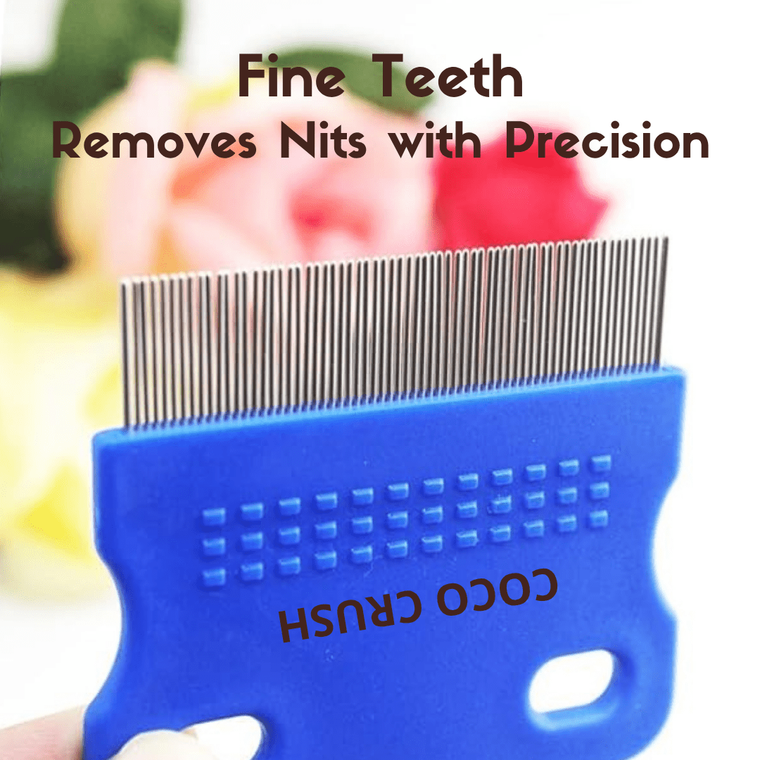 Coco Crush Lice & Nits Removal Fine - Tooth Comb | 100% Steel | Gentle & Easy to Grip - SHORTCOMB