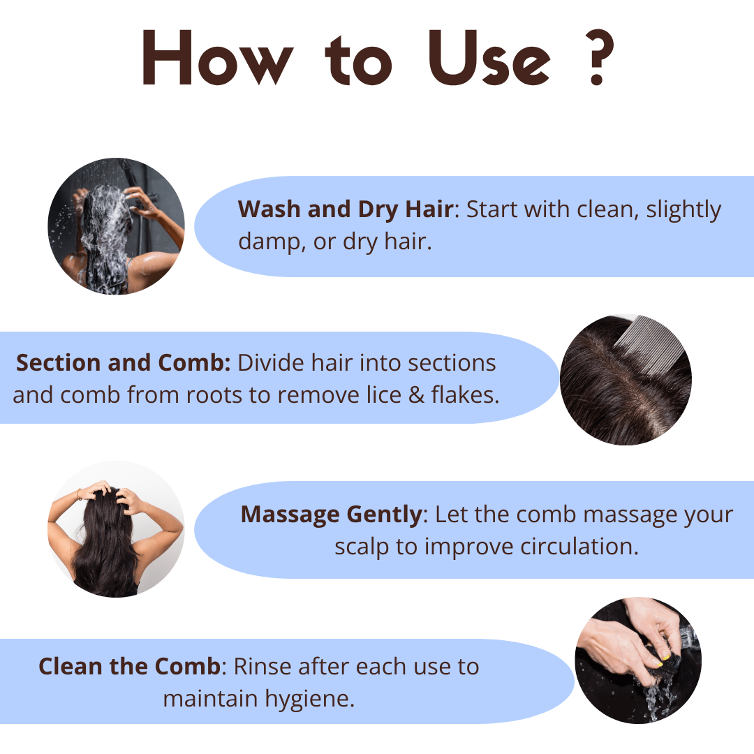Coco Crush Lice & Nits Removal Fine - Tooth Comb | 100% Steel | Gentle & Easy to Grip - SHORTCOMB