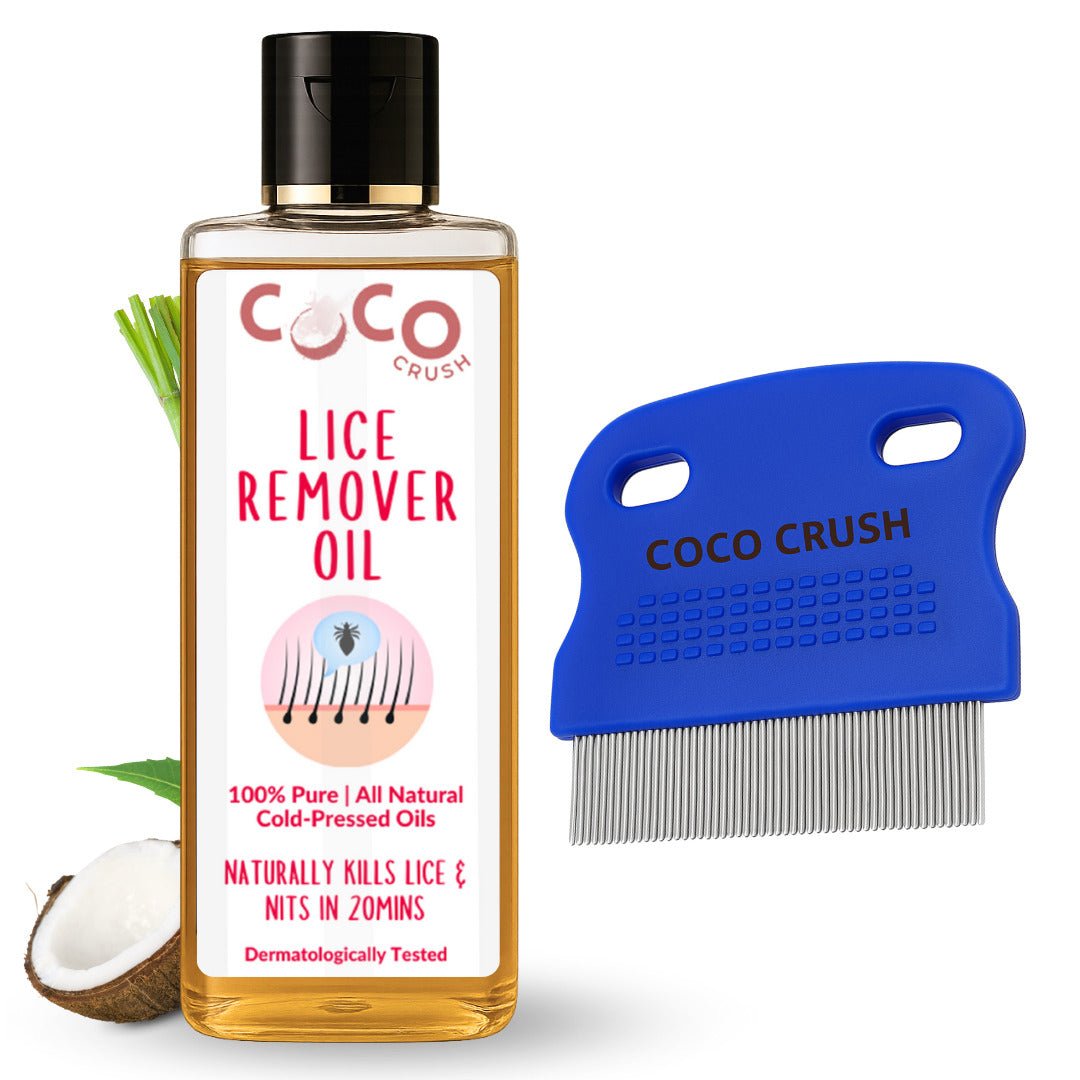 Coco Crush Lice Remover Combo Hair Oil and Fine Comb, Kills Lice & Nits in 20min - LICEOIL50+SHORTCOMB