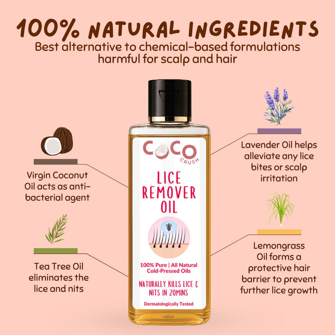 Coco Crush Lice Remover Combo Hair Oil and Fine Comb, Kills Lice & Nits in 20min - LICEOIL50+SHORTCOMB