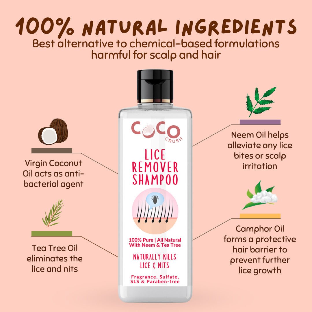Coco Crush Lice Treatment Shampoo & Handle Comb 100% Natural - LICESHAMPOO50+LONGCOMB