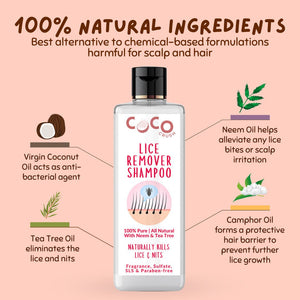 Coco Crush Lice Treatment Shampoo & Handle Comb 100% Natural - LICESHAMPOO50+LONGCOMB