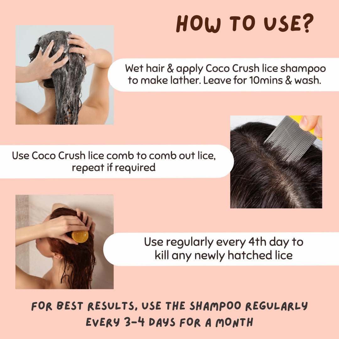 Coco Crush Lice Treatment Shampoo & Handle Comb 100% Natural - LICESHAMPOO50+LONGCOMB