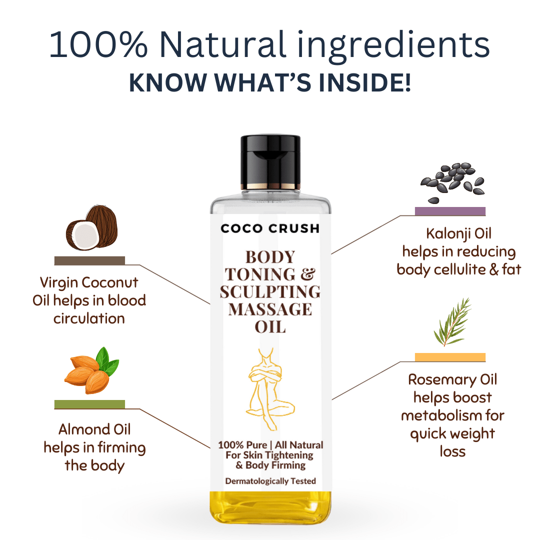 Coco Crush Natural Body Toning & Sculpting Massage Oil - Helps in Fat Loss, Anti - Cellulite - SLIMOIL100