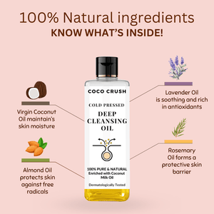 Coco Crush Natural Deep Cleansing Oil, Vit E - Gently Removes Makeup & Impurities - MAKEUPREMOVE100