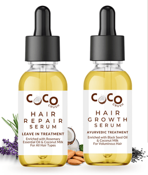 Coco Crush Pack of Hair Growth Serum & Leave - in Hair Repair Treatment Serum with Rosemary Oil Pack of 2 - 15ml each - HF15HLIN15