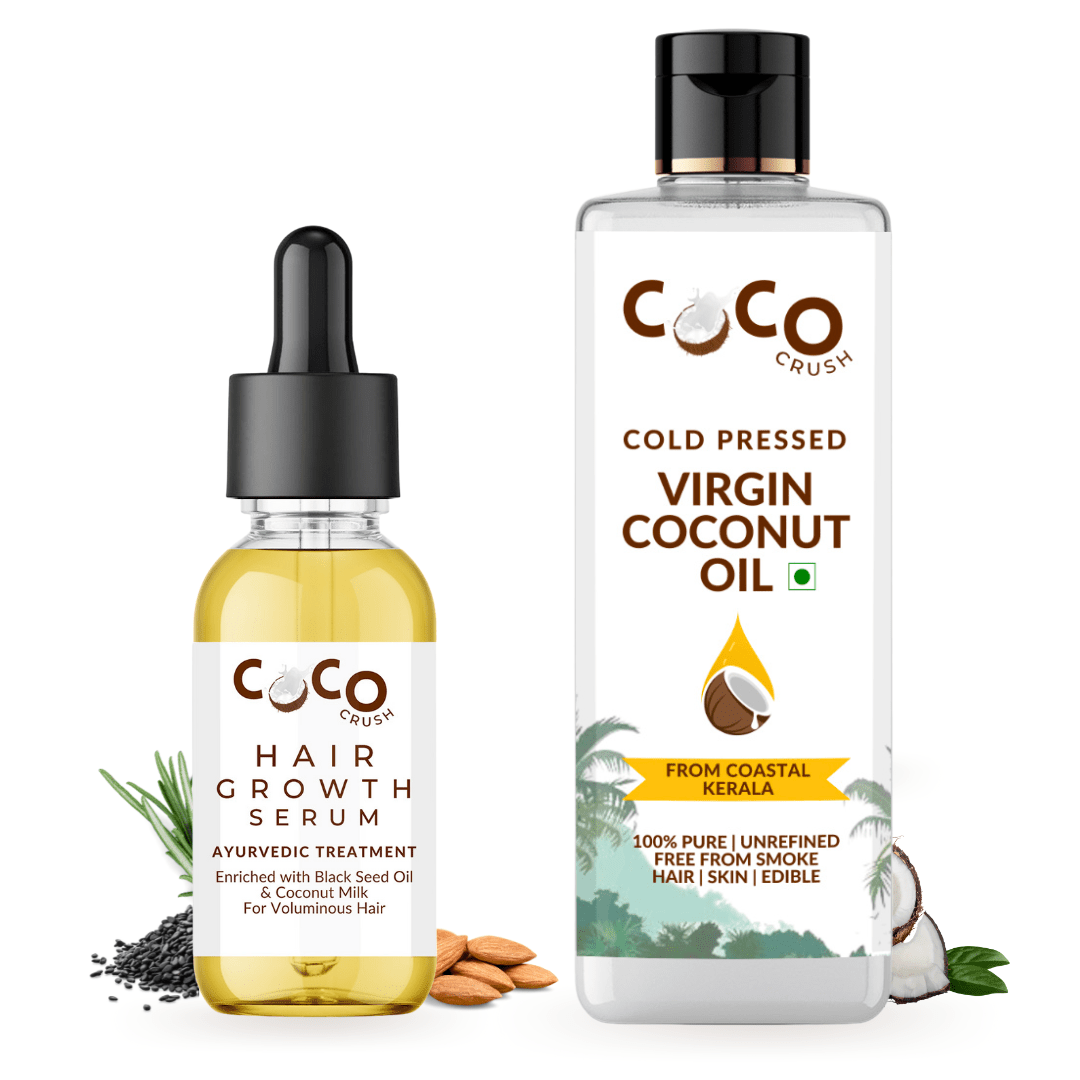 Coco Crush Pack of Virgin Coconut Oil & Hair Growth Serum with Rosemary Oil, Pack of 2 - 115ml (100ml+15ml) - HG15CO100