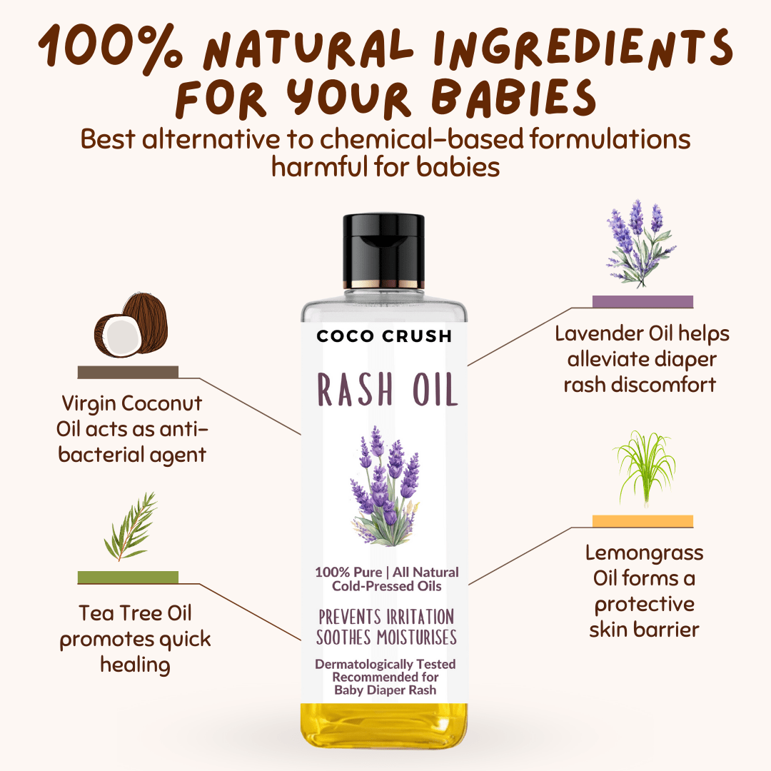Coco Crush Rash Oil for Babies - Diaper & Nappy Rash Relief - RASHOIL100