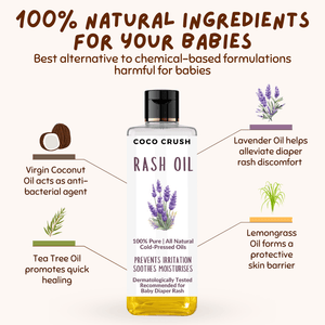 Coco Crush Rash Oil for Babies - Diaper & Nappy Rash Relief - RASHOIL100