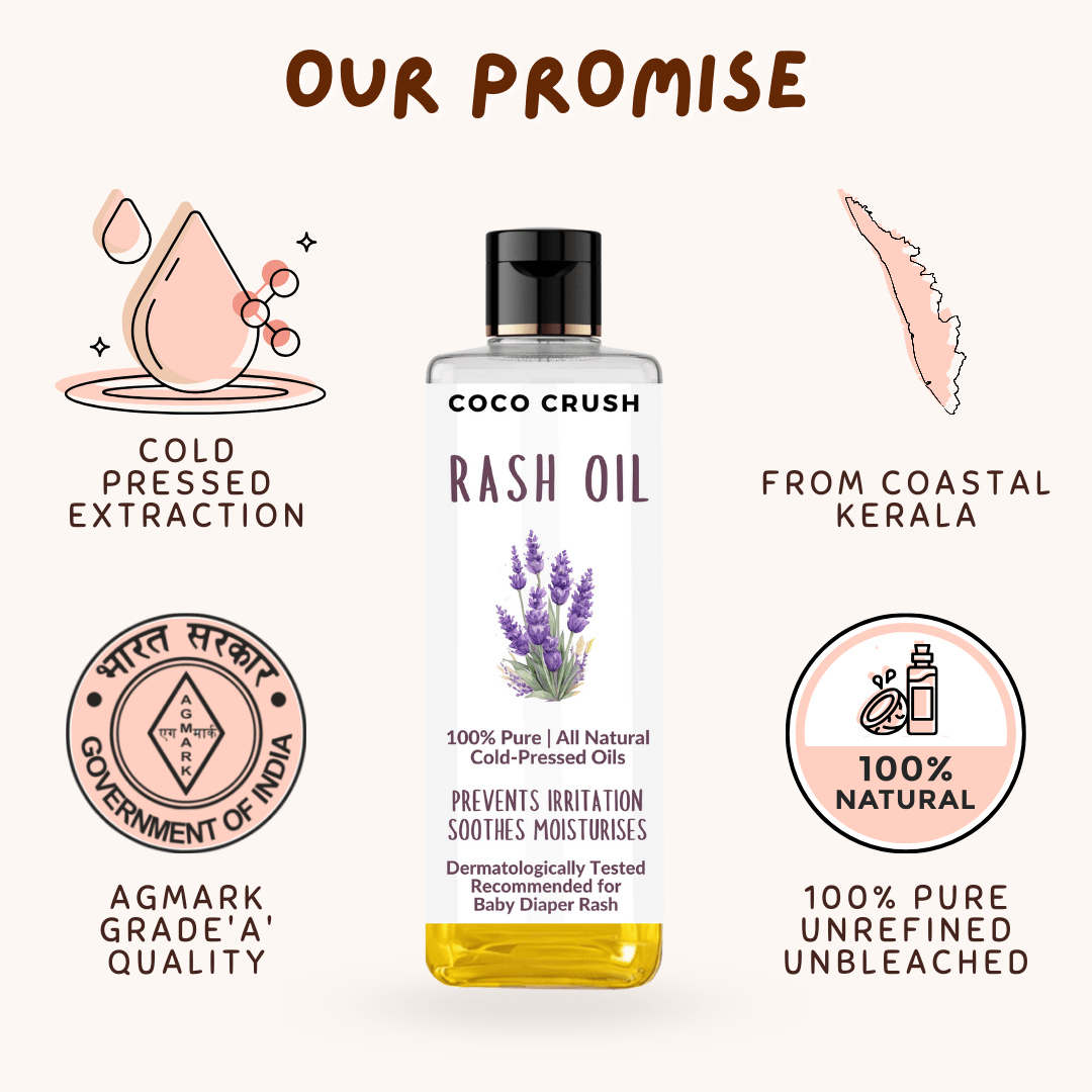 Coco Crush Rash Oil for Babies - Diaper & Nappy Rash Relief - RASHOIL100