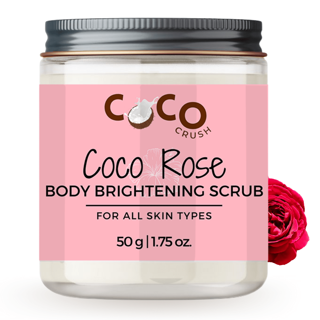COCO CRUSH Rose Coconut Body Scrub For Lightening & Brightening Skin - 50GMS - ROSEBODYSCRUB50