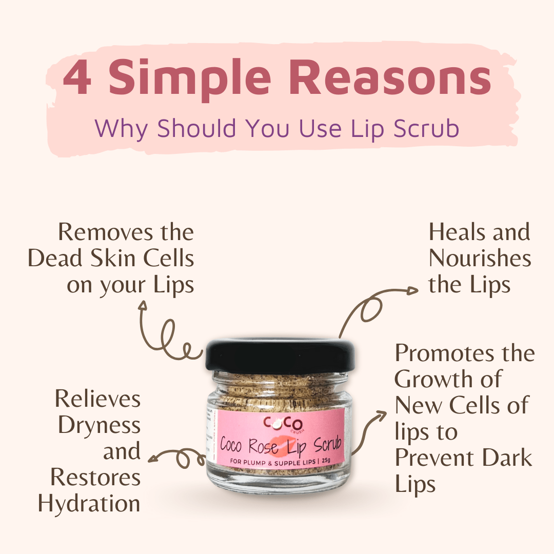 Coco Crush Rose Coconut Lips Scrub For Lightening & Brightening Dark Lips - ROSELIPSCRUB25G