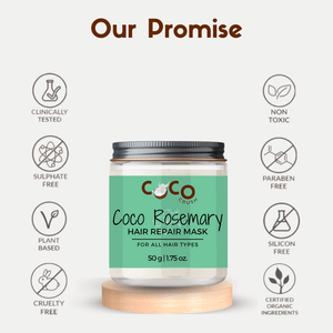 COCO CRUSH Rosemary Coconut Hair Repair Mask for Damaged Hair - 50GMS - HAIRMASK50