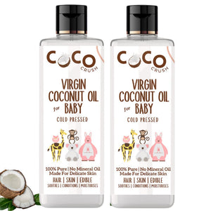 Coco Crush Virgin Coconut Oil for Baby Massage, Pack of 2 - 200ML each - 2BACO200